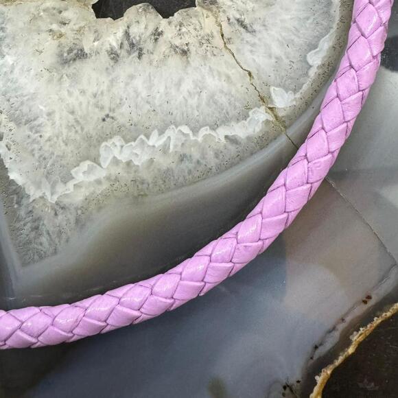 Carolyn Pollack Lilac Braided Leather Lobster Clasp Adjustable Unisex Necklace - Picture 3 of 9